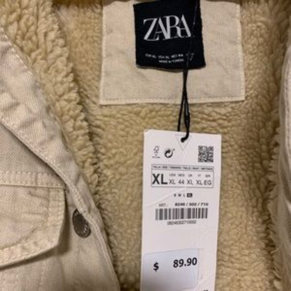 Zara shearling  tan denim jacket